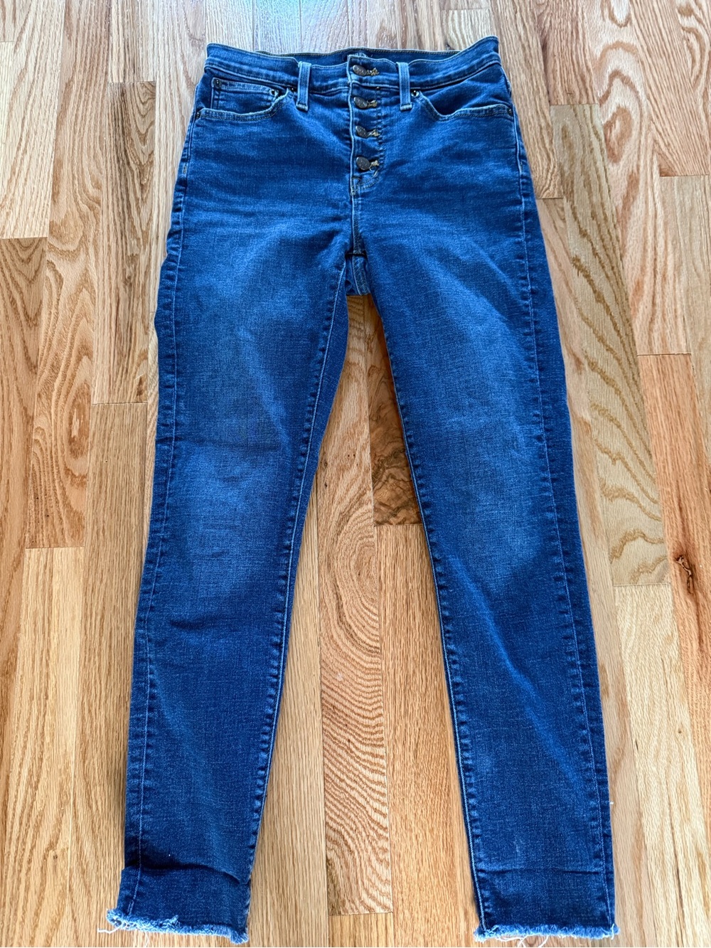 Women’s Dark Blue High-Rise Button-Fly Skinny Jeans